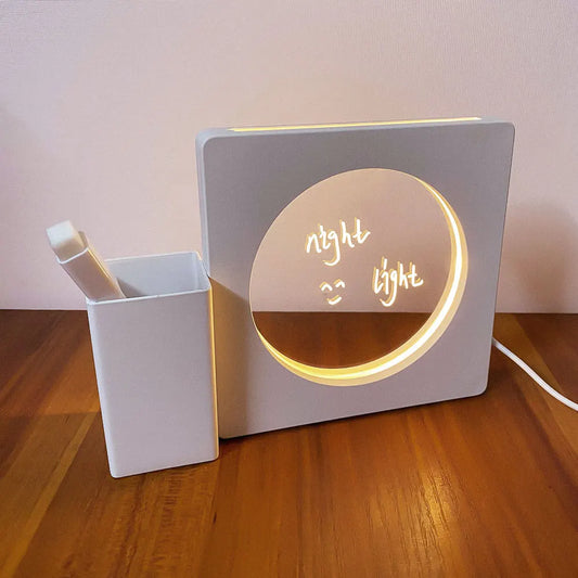 LED Message Board: Erasable Acrylic Night Light & Pen Holder