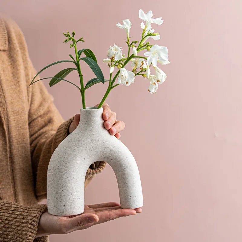 Nordic Ceramic Vase: Frosted Art for Home Decor