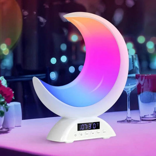 Moon Light Alarm Clock: RGB Bluetooth Speaker & Touch Lamp